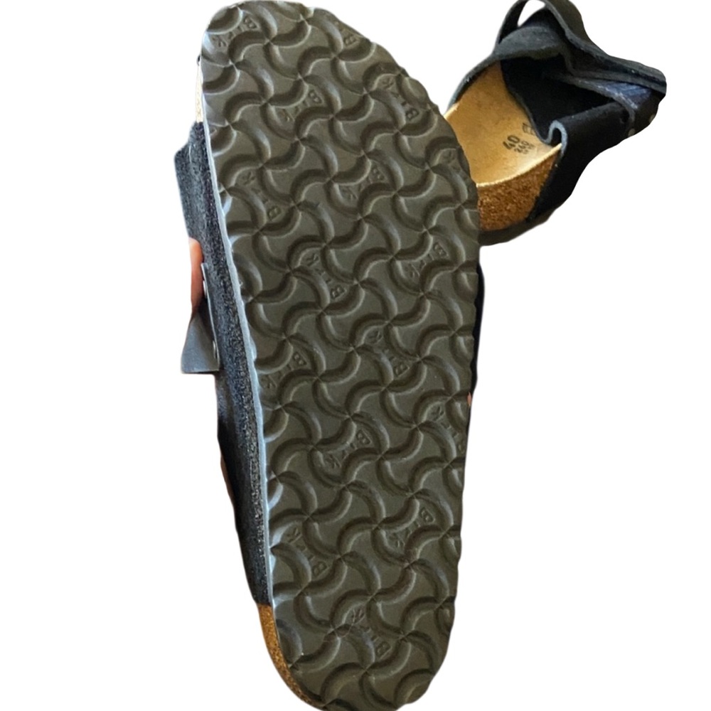 Birkenstock Kyoto Black and Tan Suede Size 40 Velcro Euc Sandals - Picture 4 of 4